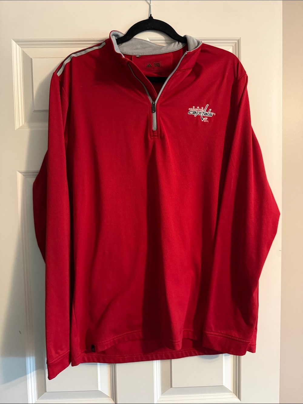 adidas Red and Gray Athletic Quarter-Zip Pullover